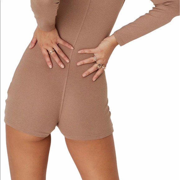 Playboy Brown Logo Button Front Romper - Picture 3 of 7